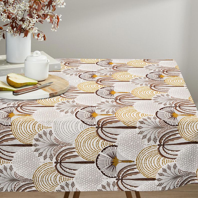 Tissu de décoration Sergé coton Feuilles de palmiers abstraites – jaune curry/ivoire,  image number 7