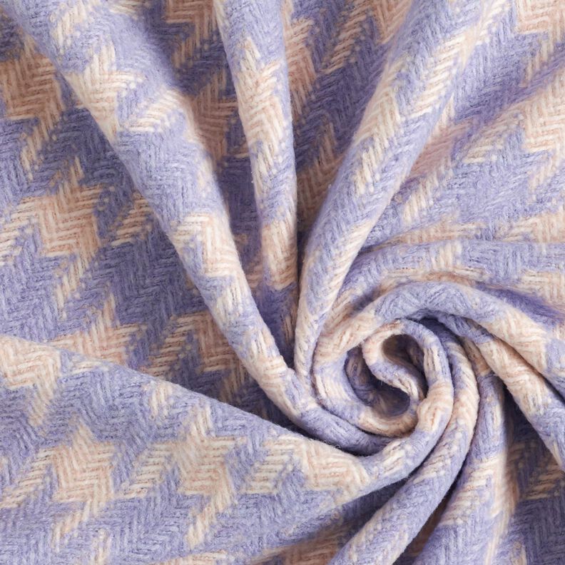 Tissu pour manteau pied-de-poule grossièrement tissé – beige/mauve,  image number 3