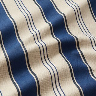Tissu de décoration Semi-panama Rayures maritimes – nature/indigo, 
