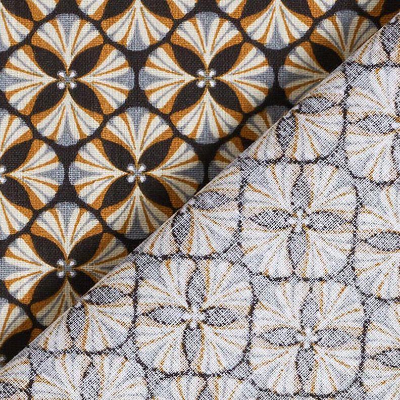 Tissu en coton Cretonne Carreaux à fleurs – noir/taupe clair,  image number 4