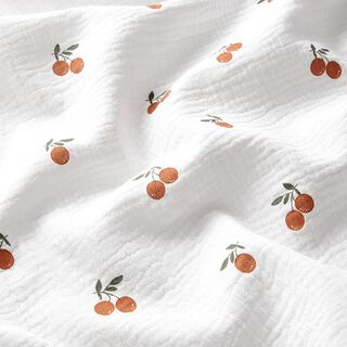 Tissu double gaze de coton Oranges – blanc, 