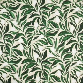 Tissu de décoration Canvas Plantes chics – vert foncé/nature, 