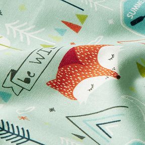 Tissu en coton Cretonne Be Wild Renard – vert pastel, 