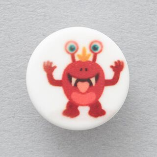 Bouton à queue Monstre [  Ø15 mm ] – blanc/rouge, 