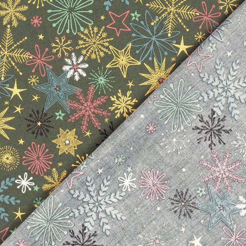 Tissu en coton Popeline Mélange d'étoiles – pin foncé/or,  image number 4