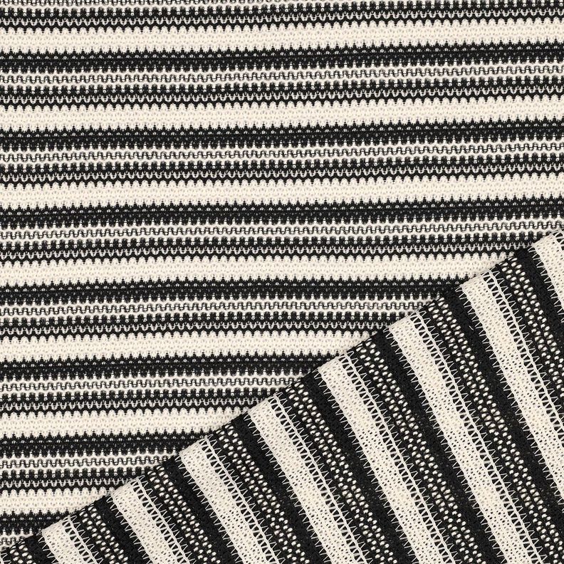 Tissu maille rayures | Poppy Fabrics – noir/écru,  image number 4
