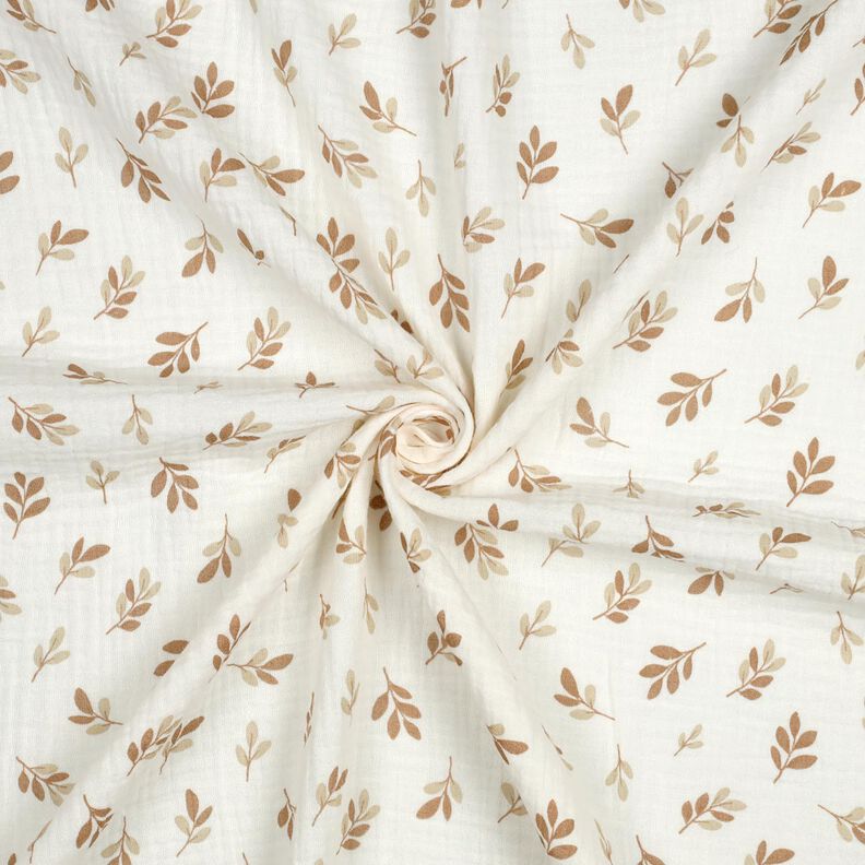 Tissu double gaze de coton Branches | Poppy Fabrics – ivoire/mocca,  image number 3