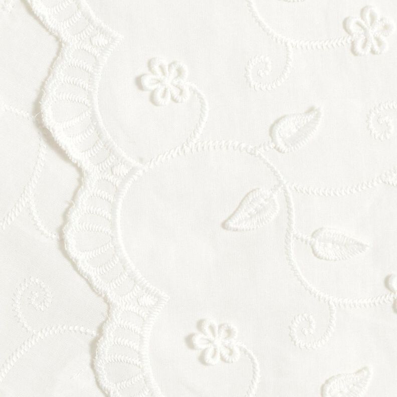 Tissu en coton broderie 3D fleurs &ndash; blanc,  image number 5