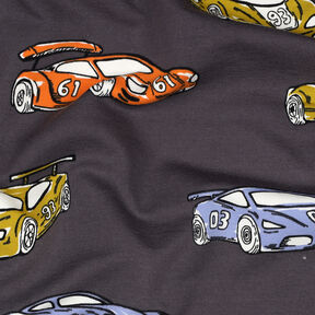 French Terry Sweat d’été Rennautos | Poppy Fabrics – gris, 