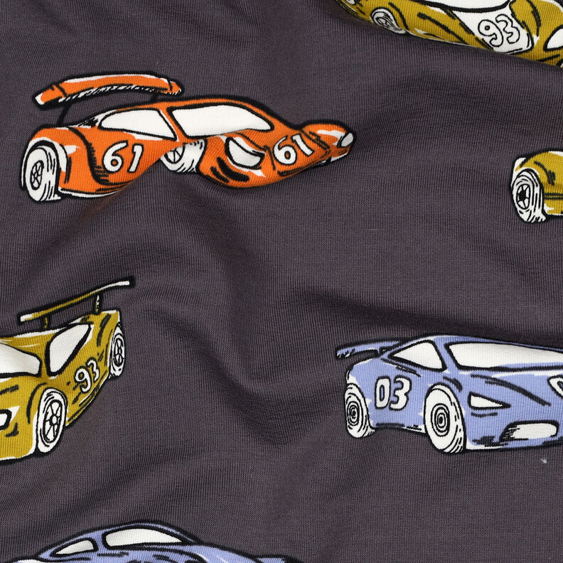 French Terry Sweat d’été Rennautos | Poppy Fabrics – gris,  image number 2