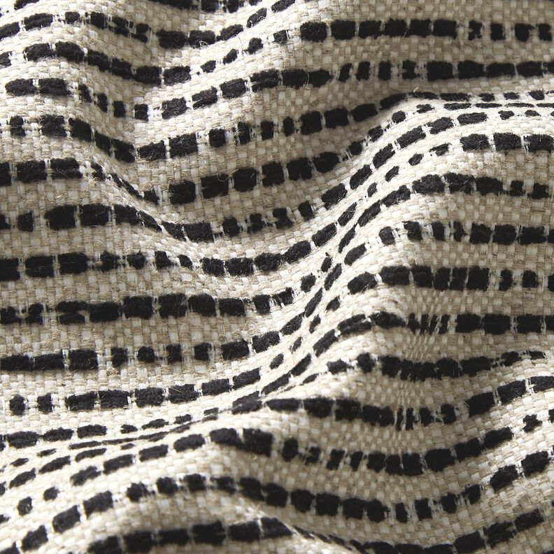Tissu de décoration Jacquard rayures rustiques – noir/nature,  image number 2