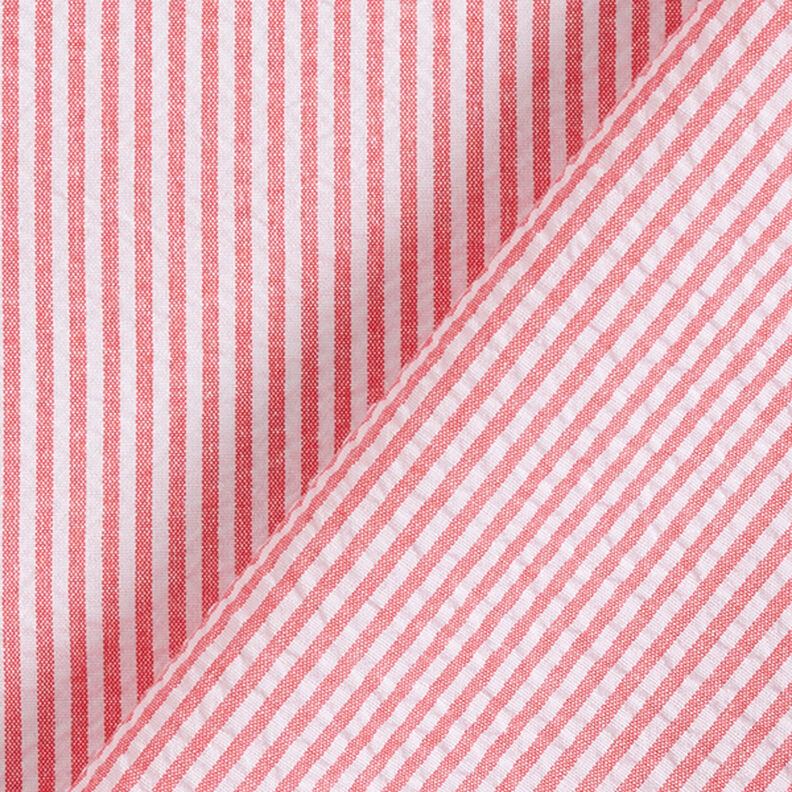 Seersucker Mélange coton à rayures – rouge/écru,  image number 4