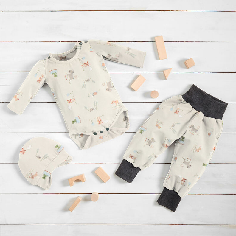 Jersey coton Bébés animaux – écru, image number 6