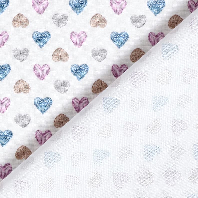 Tissu en coton Popeline Cœurs doux – blanc/violet pastel, image number 4