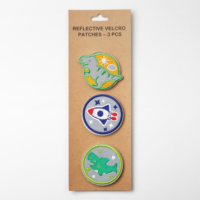 Patchs réfléchissants Velcro, pack de 3 – vert/indigo,  image number 1