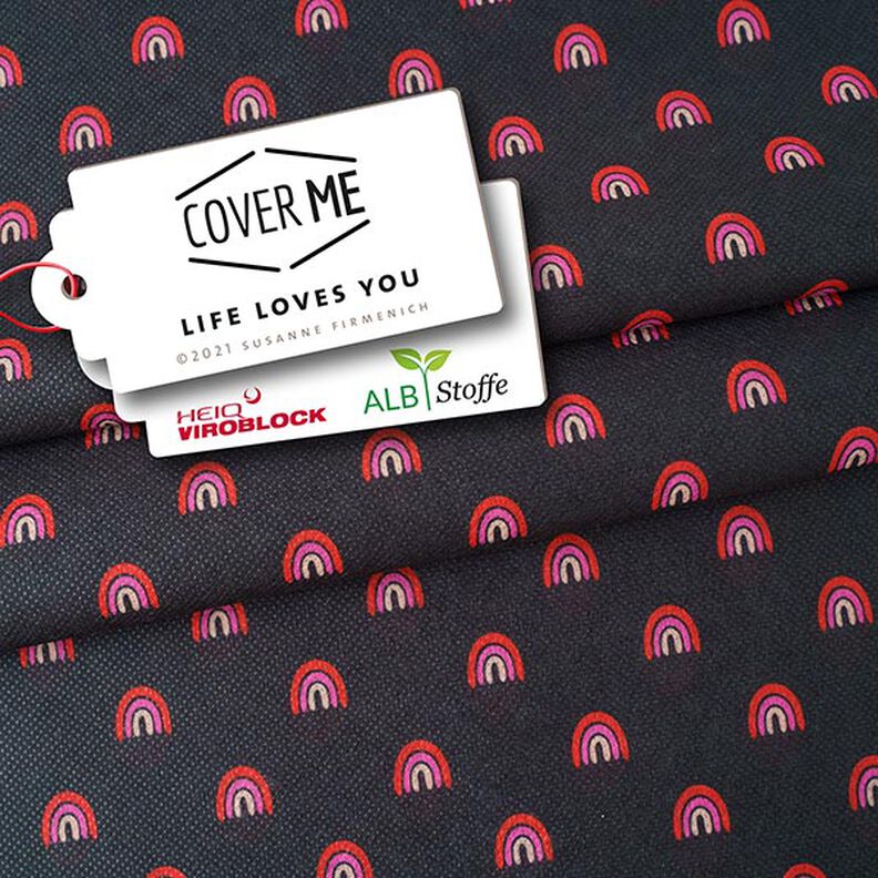 SHIELD CoverMe HEIQ Viroblock Life Loves you – noir | Albstoffe,  image number 1