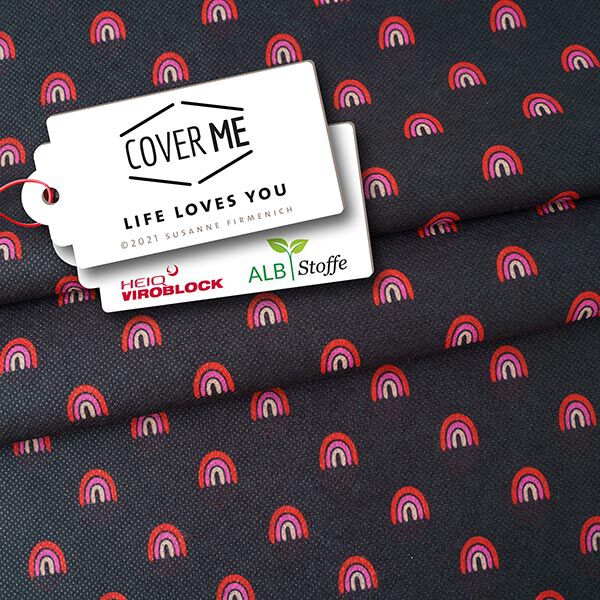 SHIELD CoverMe HEIQ Viroblock Life Loves you – noir | Albstoffe,  image number 1
