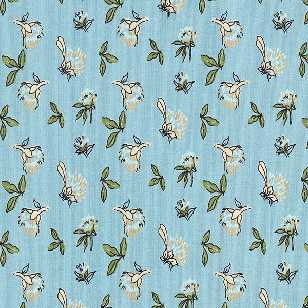 Jersey coton fleurs dans le vent – bleu aqua,  image number 1