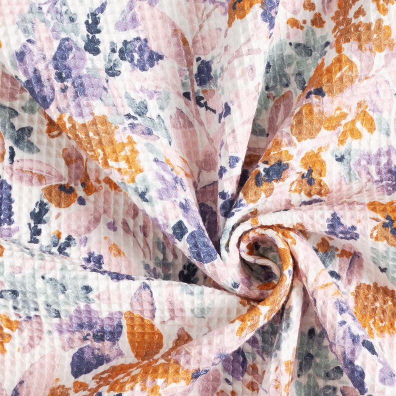 Nid d’abeille fleurs aquarelles | Poppy Fabrics – blanc/lavande, image number 3