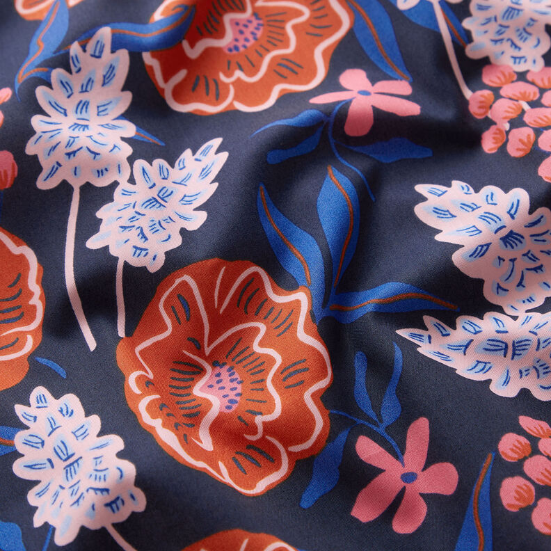 Popeline coton Fresh Flowers | Nerida Hansen – bleu nuit,  image number 2