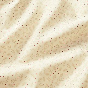 Tissu en coton Popeline Branches festives – crème, 