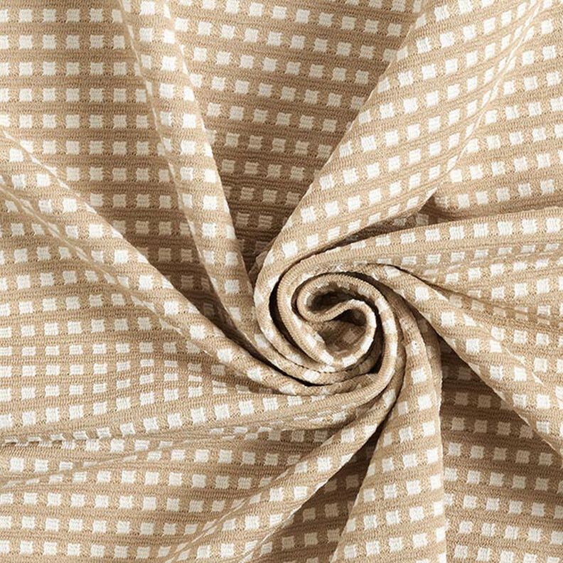 Jersey jacquard en viscose Petites boîtes – beige/blanc, image number 3