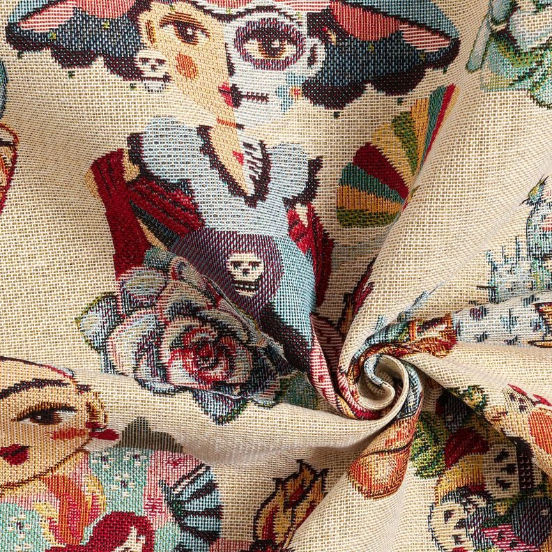 Tissu de d&eacute;coration Gobelin artistes femmes &ndash; beige clair/rouge,  image number 3
