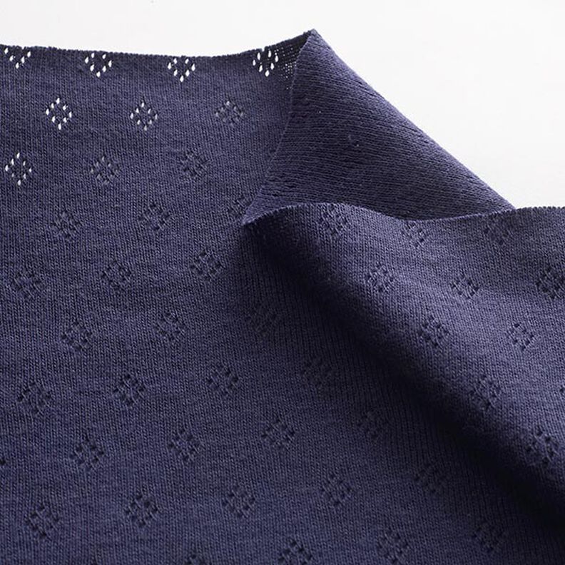Jersey finement tricoté à motif ajouré – bleu marine,  image number 4
