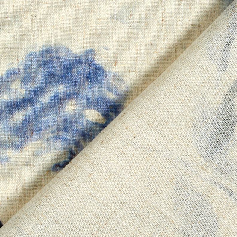 Mélange viscose lin Roses à l'aquarelle – nature/bleu marine,  image number 4