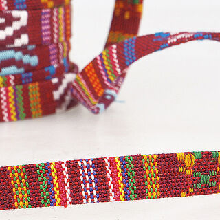 Galon Ethno  – rouge bordeaux/blanc, 