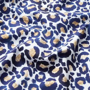 Jersey coton Léopard à taches dorées | Glitzerpüppi – blanc/indigo, 