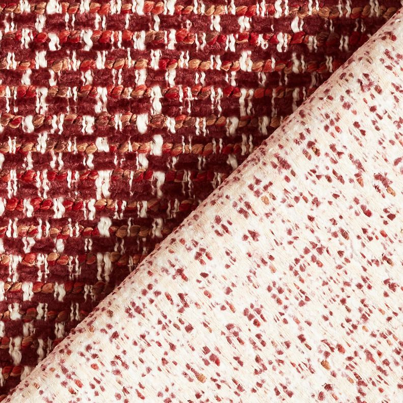 Tissu de revêtement tissu aspect bouclé coloré – rouge bordeaux/crème, image number 3