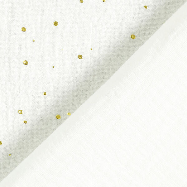 Tissu double gaze de coton taches dorées éparses – blanc/or,  image number 4