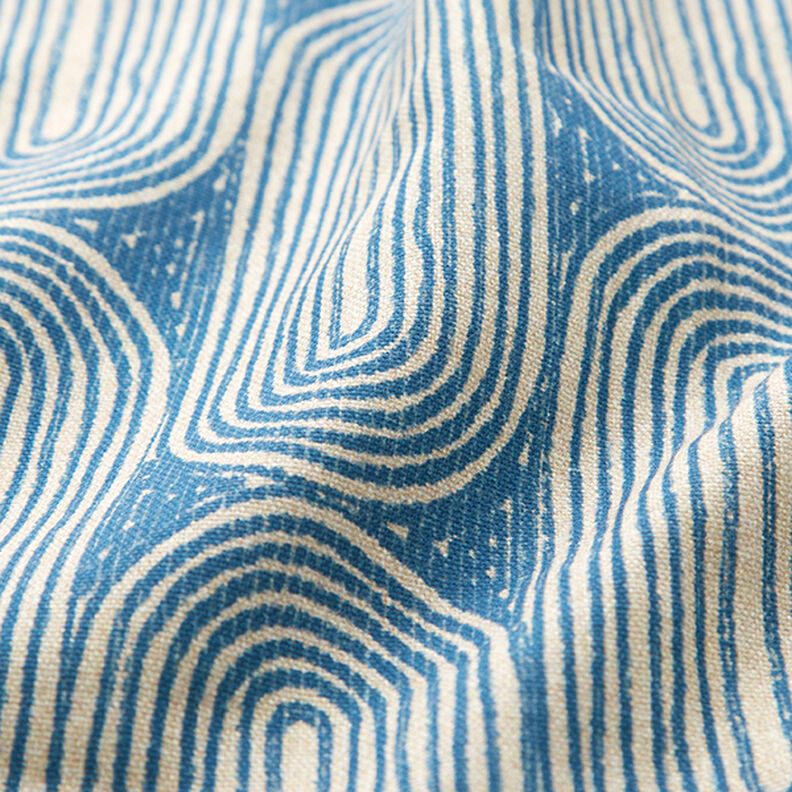 Tissu de décoration Semi-panama Arcs – bleu roi/nature,  image number 2