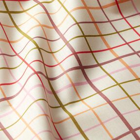 Coton enduit Carreaux colorés – beige/rouge, 