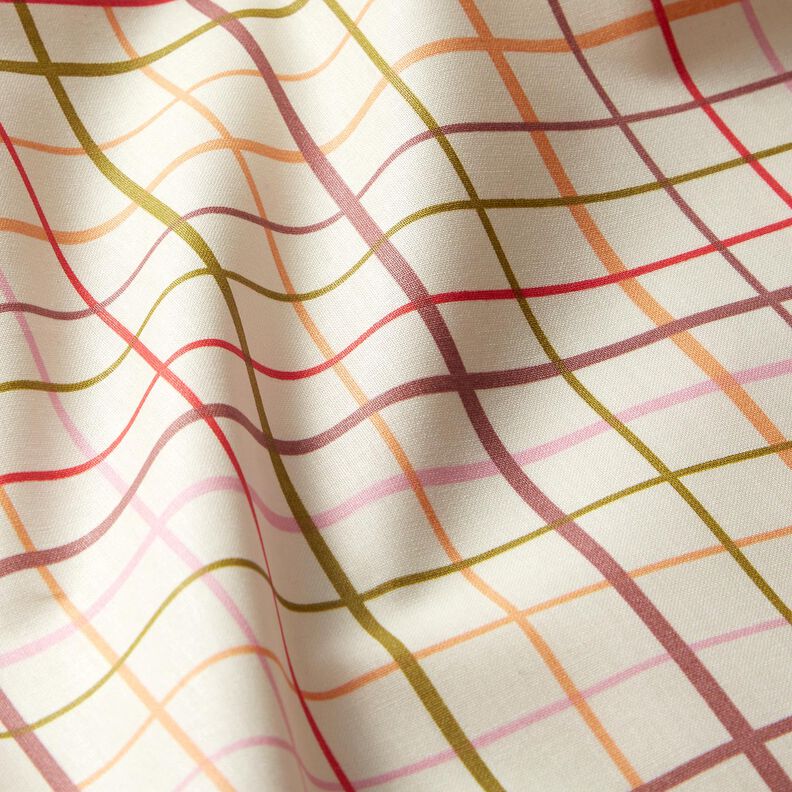 Coton enduit Carreaux colorés – beige/rouge,  image number 3