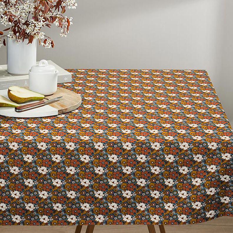 Tissu en coton Cretonne Fleurs rétros – caramel,  image number 7