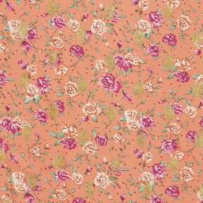 Crêpe mousseline Fleurs et pois dorés – homard, 