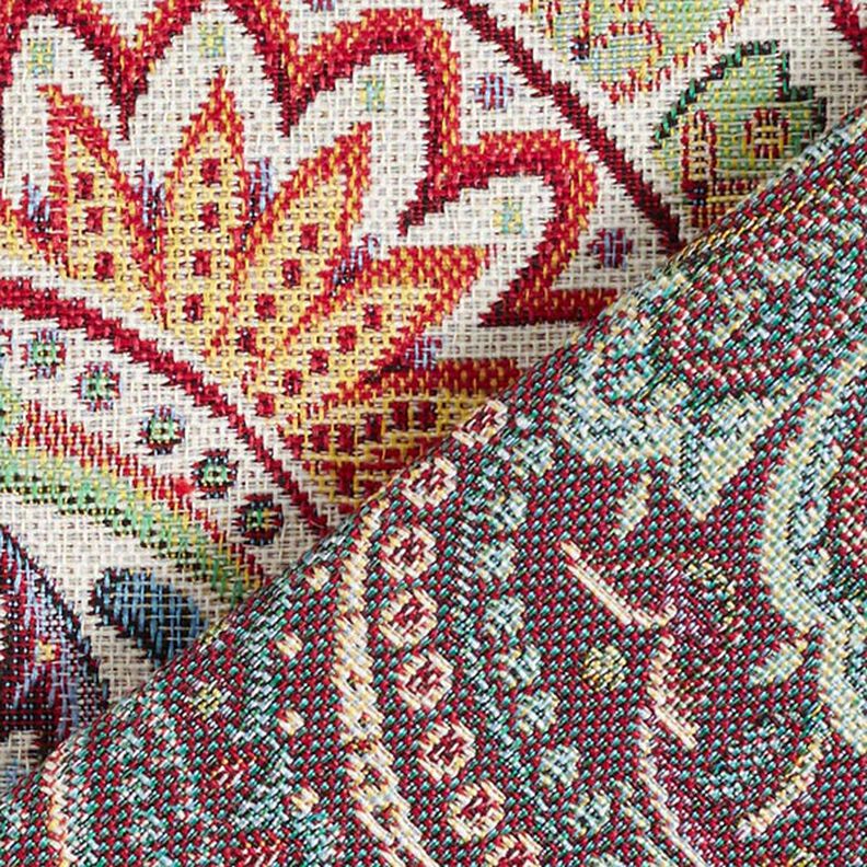 Tissu décoratif Gobelin Paisley coloré – écru,  image number 4