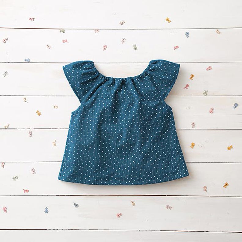 Tissu double gaze de coton Petits points – bleu jean/blanc,  image number 6