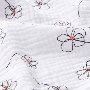 Tissu double gaze de coton Coquelicots peints – blanc/noir, 