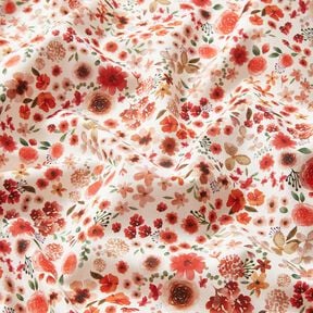 Tissu en coton Cretonne pétales de rose – ivoire/homard, 
