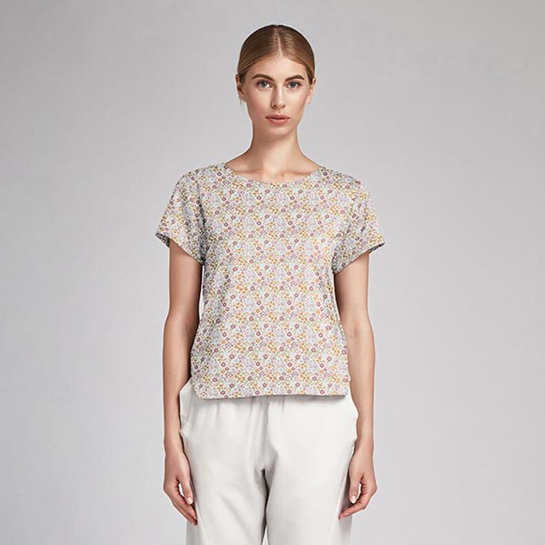 Popeline de coton bio Jolies fleurs – blanc/jaune, image number 6
