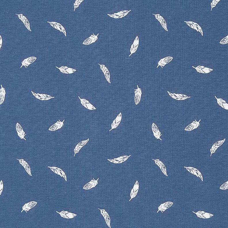 Jersey coton Plumes – bleu jean,  image number 1
