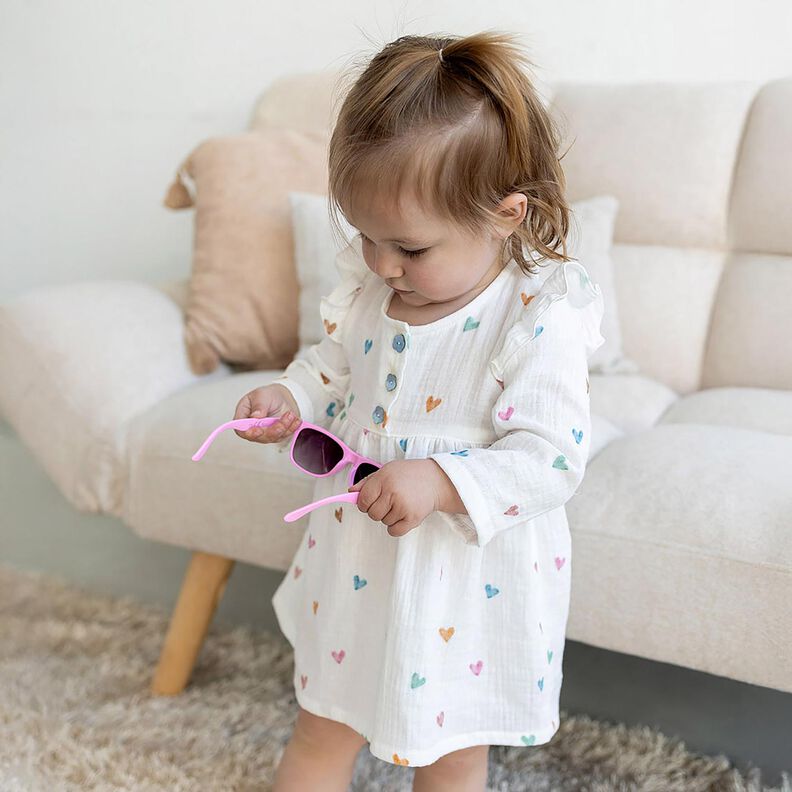 Tissu double gaze de coton Cœurs multicolores Impression numérique – blanc,  image number 5