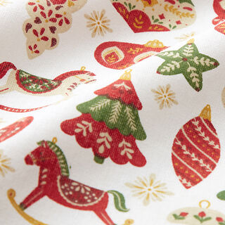 Tissu en coton Cretonne Décoration de Noël – carmin/blanc, 