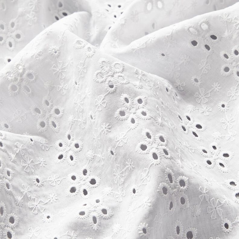 Batiste de coton Dentelle brodée Rangées de fleurs – blanc,  image number 3