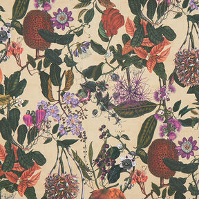 Tissu de décoration Semi-panama Fruits nostalgiques – amande/raisin, 