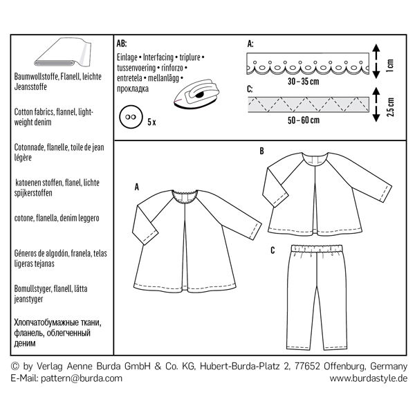 Robe ample | Blouse | manches raglan | pantalon, Burda 9348 | 68 - 98,  image number 8