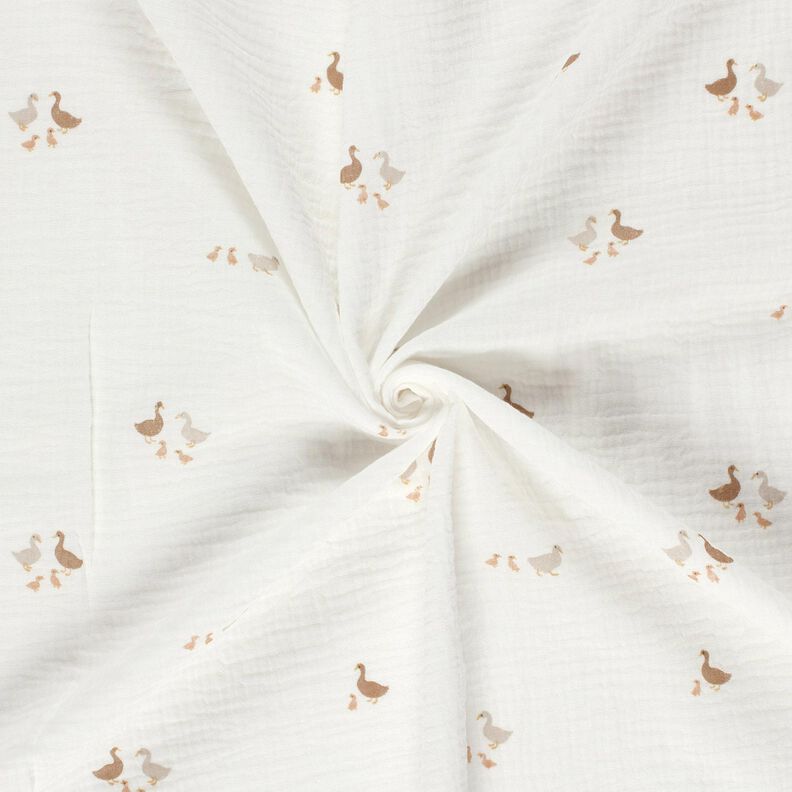 Tissu double gaze de coton Famille de canards – écru/nature,  image number 3